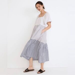 Madewell patchwork gingham dress